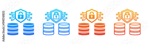 Data Security icon sheet multiple style collection