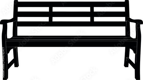 Black silhouette of a park bench