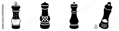 Chess pieces strategy game flat design black and white icons set isolated on transparent background vector illustration