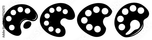 Four hand silhouettes holding puzzle pieces connecting teamwork collaboration success business strategy vector illustration