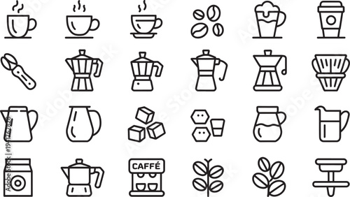 Black and white of coffee-related and beverages espresso beans