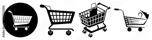 Shopping cart icons set isolated on white background vector illustration for retail ecommerce business online store