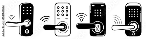 Modern smart door locks with wireless connectivity and keyless entry for home security and automation technology