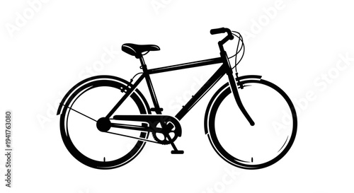 Black bicycle illustration on a white background.