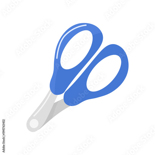Blue scissors, cutting tool, vector illustration.