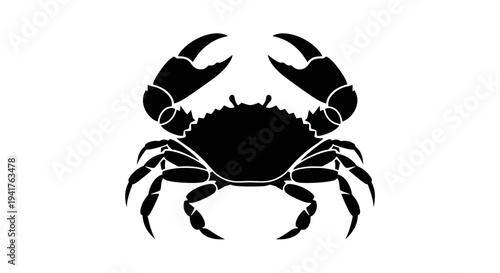 Black Silhouette of a Crab with Claws Raised.