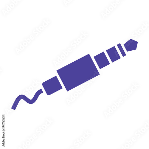 Purple paintbrush with vibrant color and simple design on white background