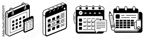 Vintage silver metallic calculators set isolated on white background retro office equipment finance business tools