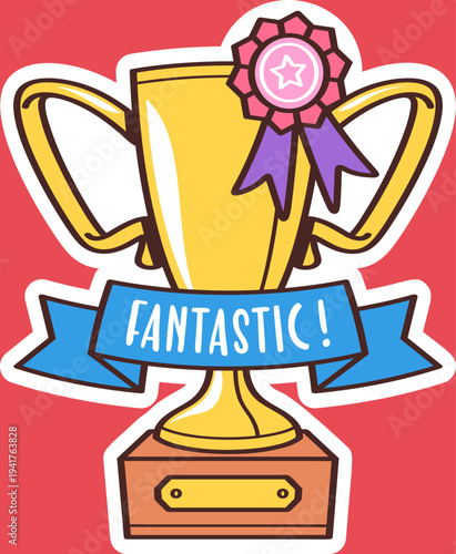 Golden goblet with greeting ribbon