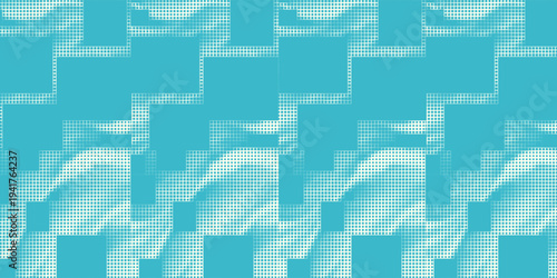 abstract repeatable big to small blue diagonal rectangle shape halftone pattern.