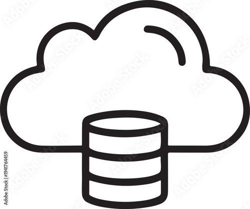 Cloud database storage server icon vector image illustration black over transparent background