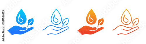 Water Conservation icon sheet multiple style collection