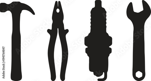 Illustration of set of document and file management glyph icons