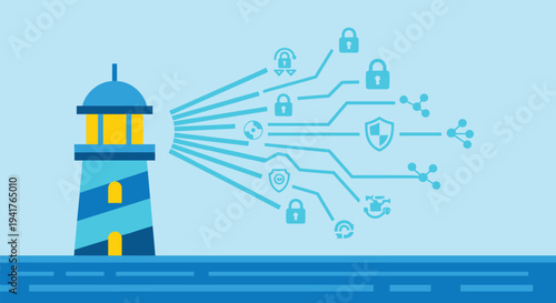 Lighthouse guiding secure connections with shields and locks