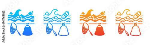 Ocean Cleanup icon sheet multiple style collection