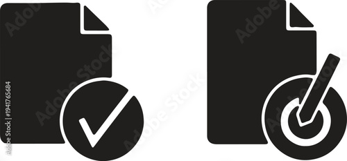 Illustration of set of document and file management glyph icons