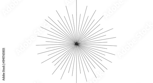 Abstract Radial Burst Effect, Starburst, Sunburst, Geometric Design, Black and White