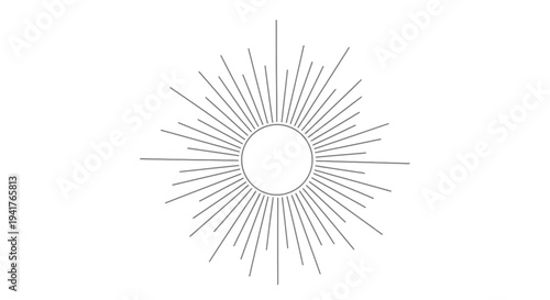 Radiant Sunburst Line Art Graphic Element