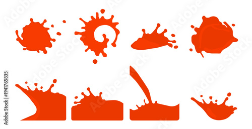 Sauces splash mega set elements in flat graphic design Collection