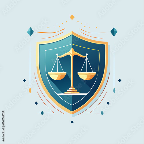 Legal balance symbol, justice and law icon, vector graphic illustration of scales