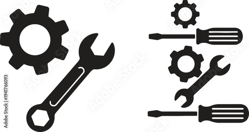 Mechanical Tools Set Wrench Gear Screwdriver Repair Icon Vector