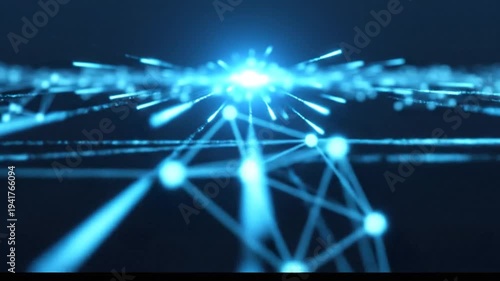 Abstract Blue Network Connections and Data Flow Visualization.