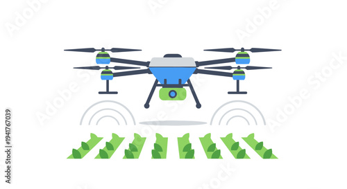 Agricultural drone spraying crops, modern farming technology, innovation