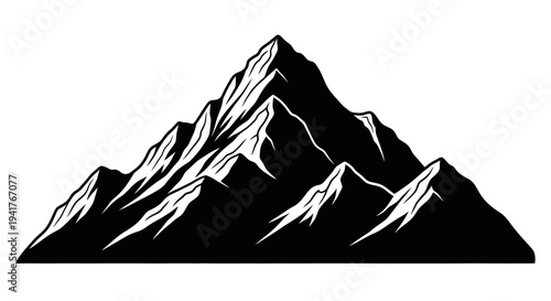 Jagged Mountain Peak Silhouette, Sharp Rocky Summit, Dramatic Landscape