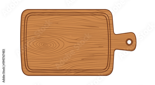 Wooden Cutting Board with Handle Illustration.