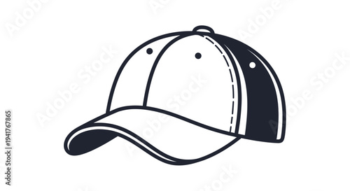 Simple black and white baseball cap illustration.