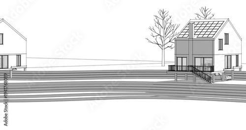 house architectural sketch 3d rendering	
