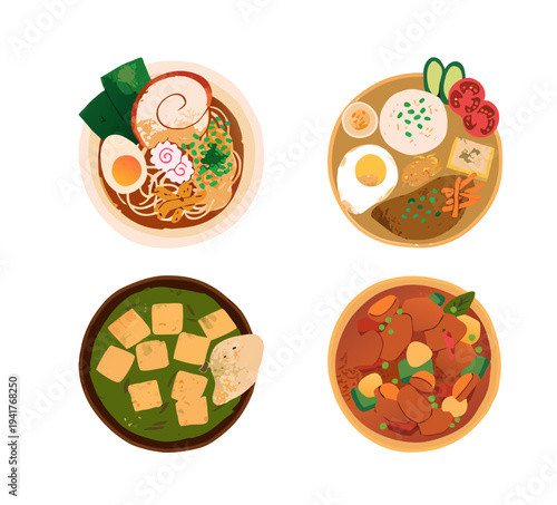 Colorful Teasy Food Illustration Art Vector Set in a white background