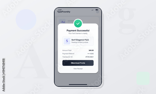 A mobile phone screen shows a successful payment confirmation for a