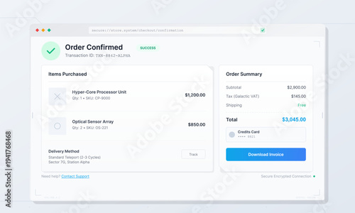 A clean digital interface showing a successful order confirmation for