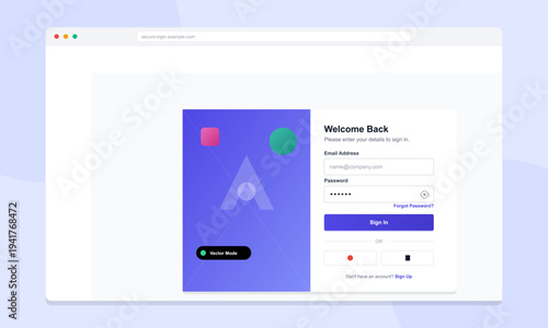 A modern web browser window displaying a clean user login interface