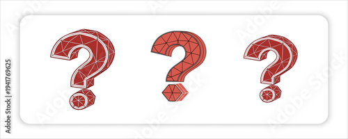 Red Geometric 3D Question Marks