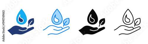 Water Conservation icon sheet multiple style collection