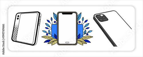 Smartphone Mockup Illustration Set