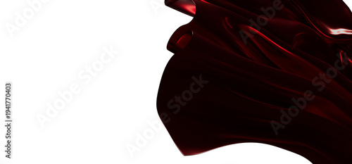 Fotografi Luxurious burgundy fabric wave against a white background, perfect for adding el