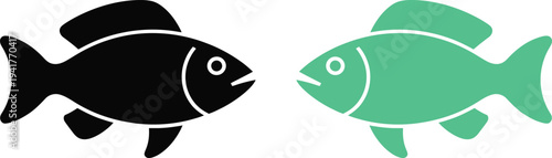 Contrasting silhouettes of a dark and light colored fish side by side
