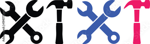 Creative logo design combining wrenches and hammers with stylized text
