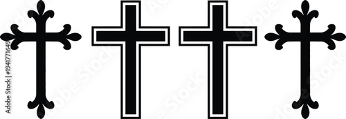 Variations of traditional cross symbols with distinct stylistic features