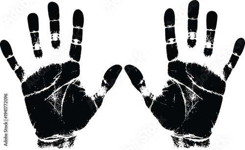 A pair of black palm prints on a white background