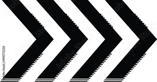A black and white image of three chevron arrows pointing to the right