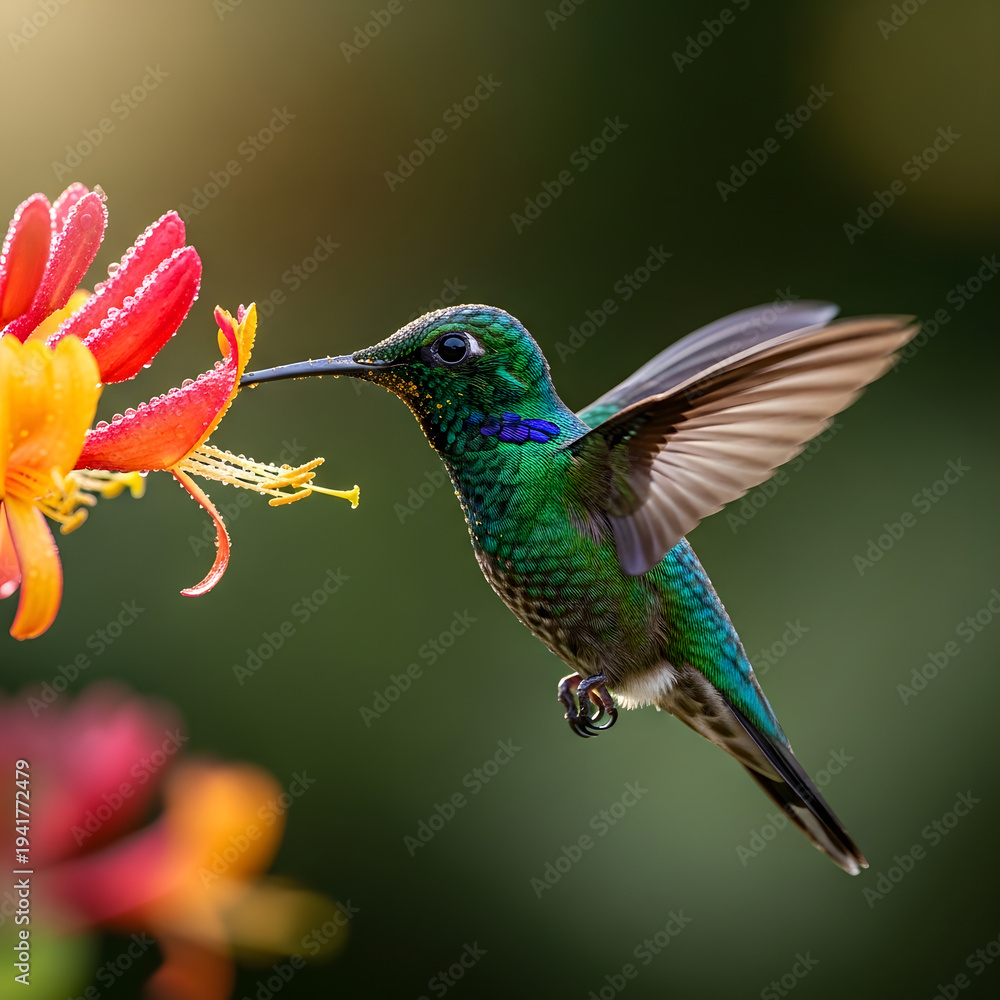 Obraz premium hummingbird feeding on a flower
