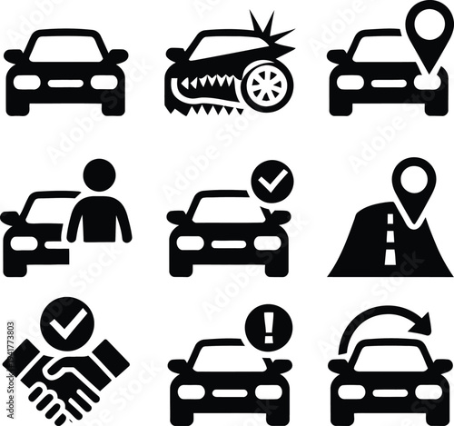 Icons representing various vehicle-related services and functionalities