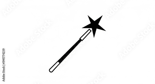 Magical wand with star on transparent background isolated silhouette