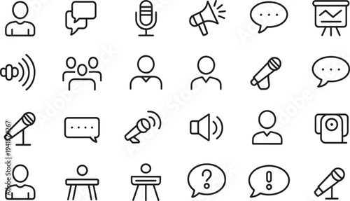 Black and white representing communication and presentation tools and concepts microphone