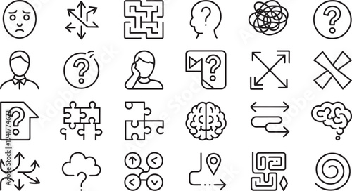 Black and white representing confusion, decision making, and problem solving concepts