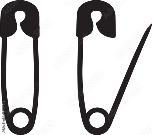 Safety Pins Silhouette in Open and Closed Positions